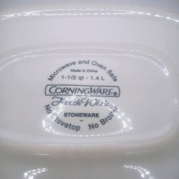 CorningWare Baking Casserole Dish Stoneware French White Pyrex Lid 1.5 Qt Oval - Picture 6 of 12